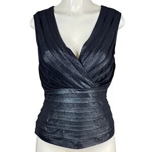 Tadashi Shoji Collection Surplice Tank Top Metallic Gray Shimmer Size Medium